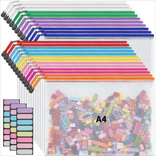 JARLINK A4 Mesh Zipper Pouch Bags, 24 Pcs Waterproof Zipper Pouch Bags - thewildfolk JARLINK A4 Mesh Zipper Pouch Bags, 24 Pcs Waterproof Zipper Pouch Bags