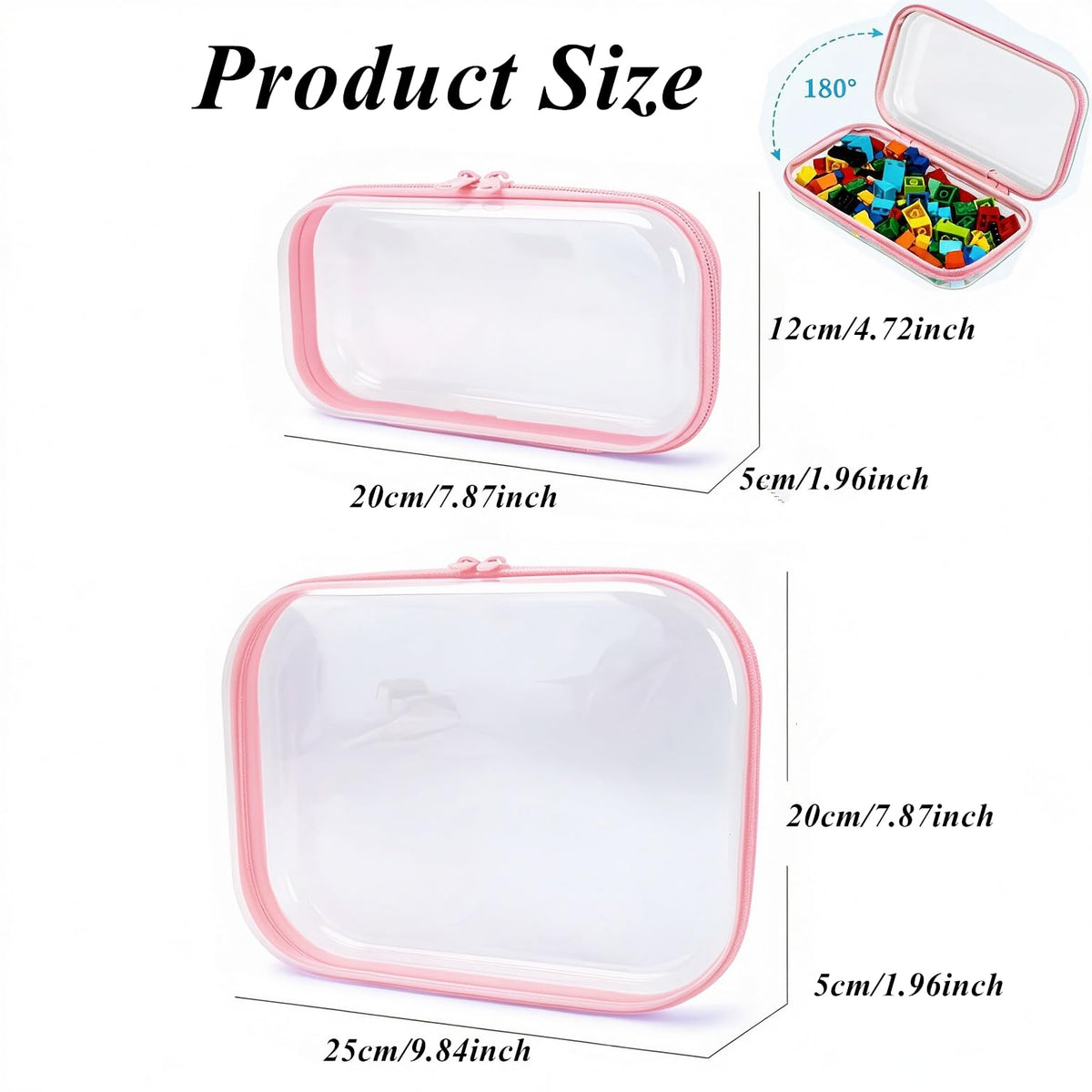 Jiejieko 4 pcs Clear Hard Shell Zipper Case, Water-Resistant Travel Makeup Bag, Diaper Bag Organizer Pouches,Clear Toiletry Bags (Pink) - thewildfolk Jiejieko 4 pcs Clear Hard Shell Zipper Case, Water-Resistant Travel Makeup Bag, Diaper Bag Organizer Pouches,Clear Toiletry Bags (Pink)