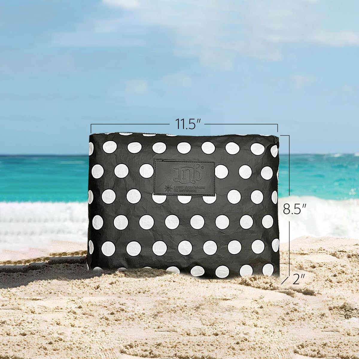 JNB 100% Coated Tyvek Material Polka Dot Beach Pouch, Waterproof Pouch for Beach, Make-up, Wet Dry Bag,Clutch, Bk01 - thewildfolk JNB 100% Coated Tyvek Material Polka Dot Beach Pouch, Waterproof Pouch for Beach, Make-up, Wet Dry Bag,Clutch, Bk01