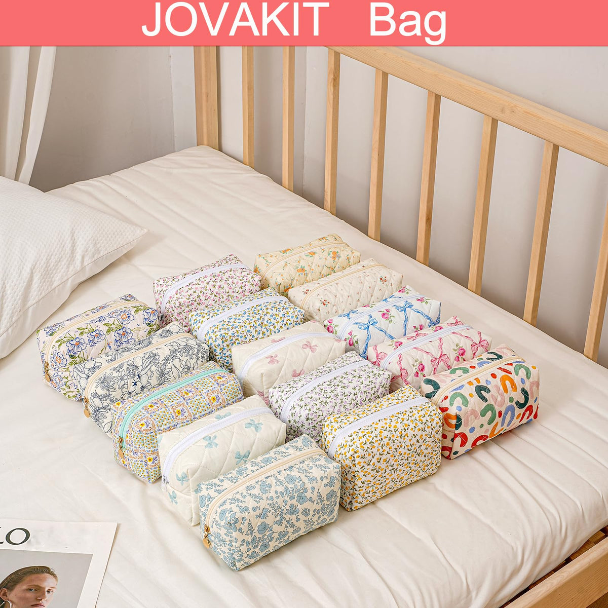 JOVAKIT Square Makeup Bag Cute Cosmetic Bag for Women, Floral Coquette Aesthetic Toiletry Bag, Zipper Make Up Pouch, Travel Make Up Organizer Bag (Pink Floral) - thewildfolk JOVAKIT Square Makeup Bag Cute Cosmetic Bag for Women, Floral Coquette Aesthetic Toiletry Bag, Zipper Make Up Pouch, Travel Make Up Organizer Bag (Pink Floral)