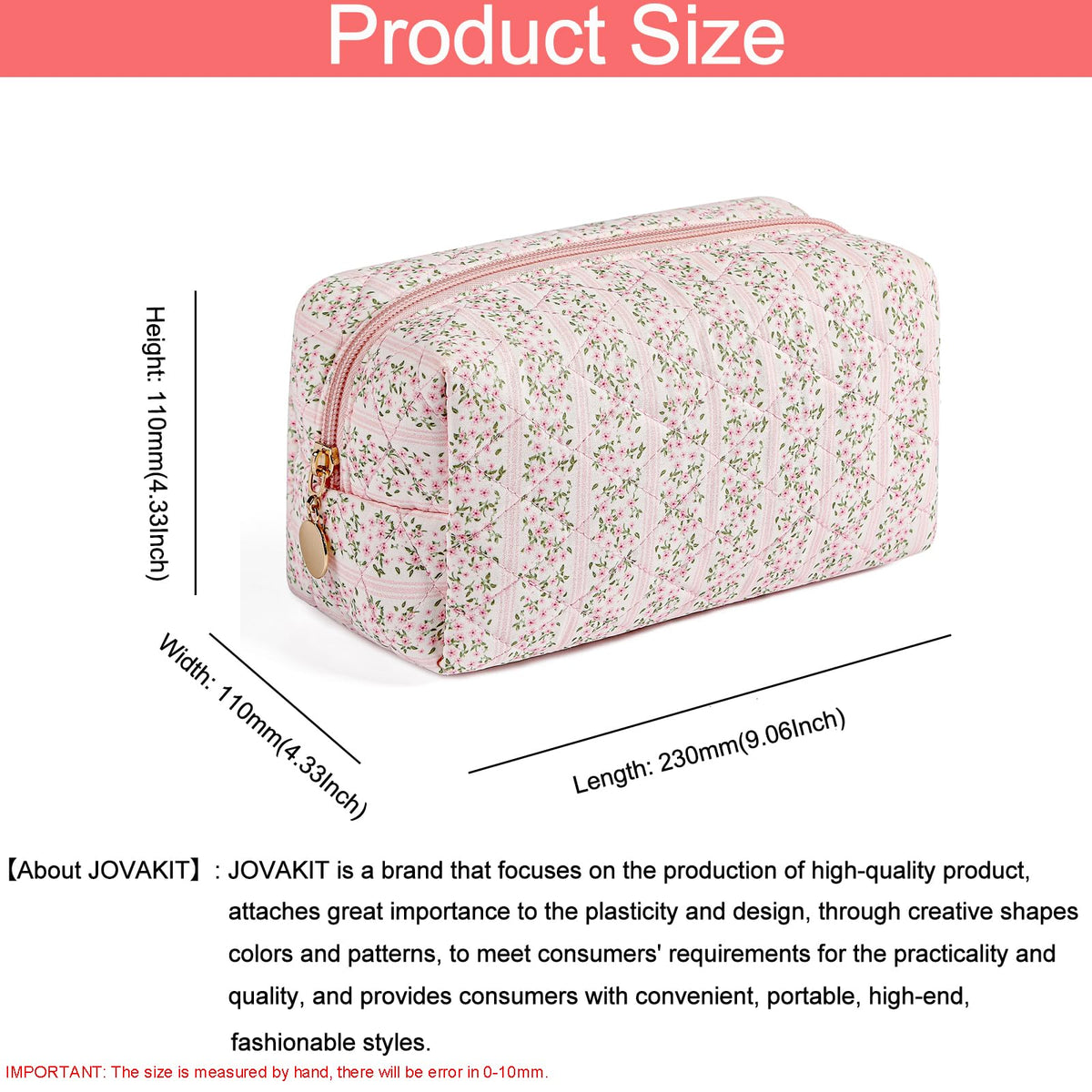 JOVAKIT Square Makeup Bag Cute Cosmetic Bag for Women, Floral Coquette Aesthetic Toiletry Bag, Zipper Make Up Pouch, Travel Make Up Organizer Bag (Pink Floral) - thewildfolk JOVAKIT Square Makeup Bag Cute Cosmetic Bag for Women, Floral Coquette Aesthetic Toiletry Bag, Zipper Make Up Pouch, Travel Make Up Organizer Bag (Pink Floral)