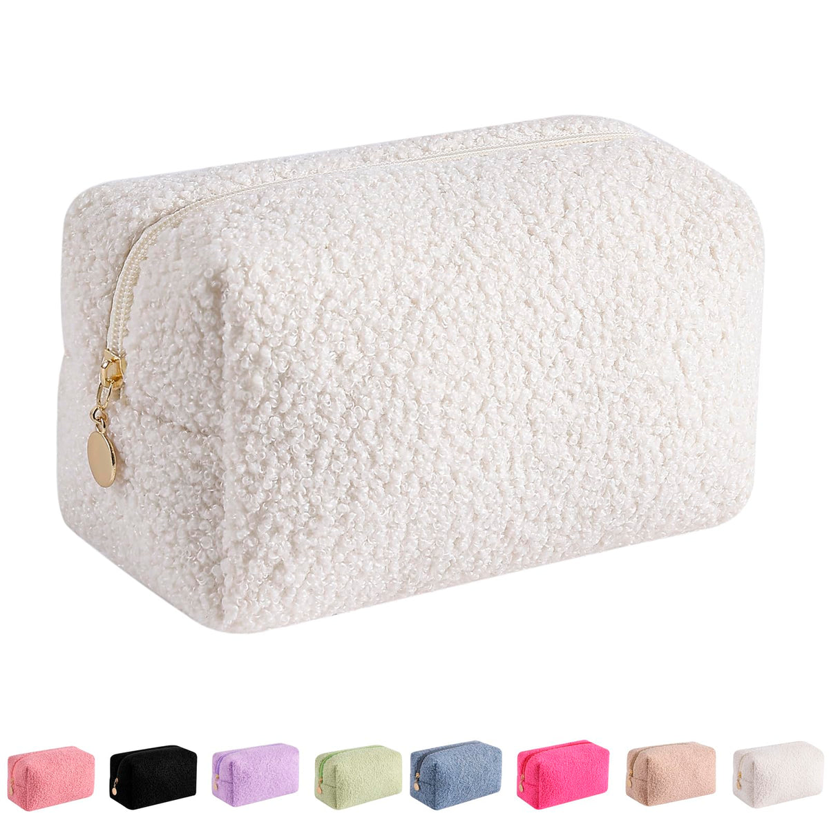 JOVAKIT Travel Makeup Bag Cosmetic Bag for Women, Fashion Christmas Gifts, Plush Zipper Make Up Pouch, Large Capacity Toiletry Organizer Makeup, Portable Storage Bag Trendy Stuff (White) - thewildfolk JOVAKIT Travel Makeup Bag Cosmetic Bag for Women, Fashion Christmas Gifts, Plush Zipper Make Up Pouch, Large Capacity Toiletry Organizer Makeup, Portable Storage Bag Trendy Stuff (White)