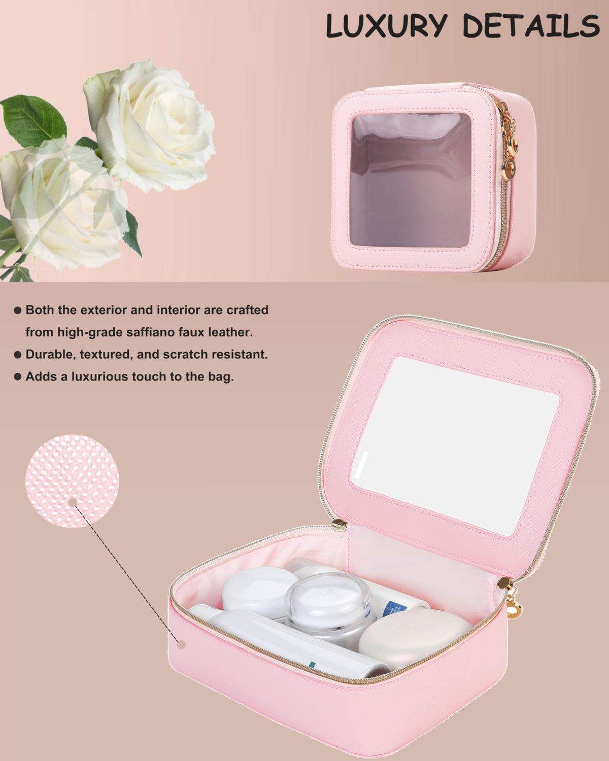 JRQCSJY Small Clear Makeup Bag for Purse, Cute Mini Clear Cosmetic Bag Case Organizer, TSA Approved Square Small Makeup Case Pouch with Zipper, Car Travel Purse Essentials for Women (Pink, S) - thewildfolk JRQCSJY Small Clear Makeup Bag for Purse, Cute Mini Clear Cosmetic Bag Case Organizer, TSA Approved Square Small Makeup Case Pouch with Zipper, Car Travel Purse Essentials for Women (Pink, S)