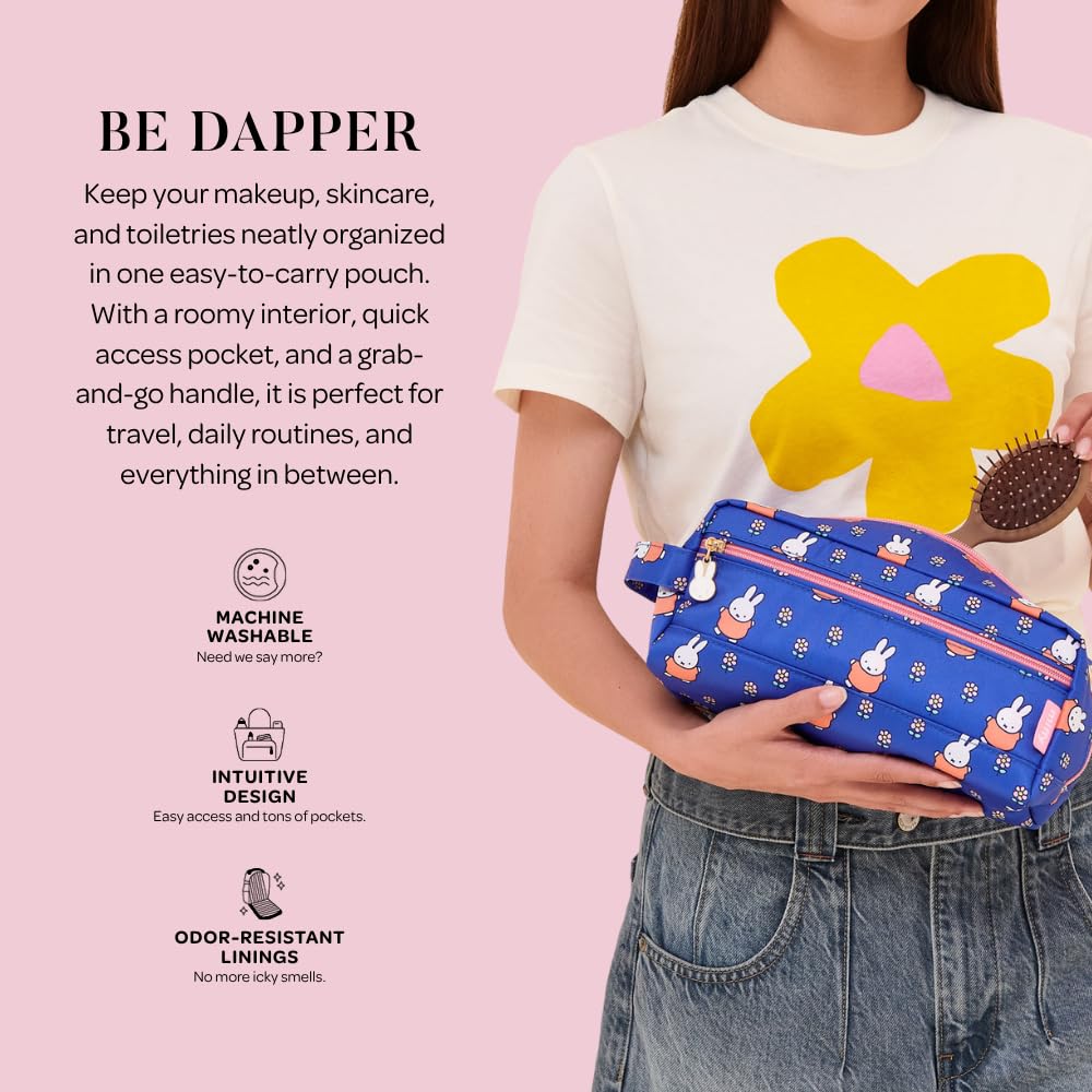 JuJuBe Miffy Flower Fields Travel Makeup Bag for Women, Portable Cosmetic Toiletry Bag, Zipper Makeup Organizer Pouch for Skincare, Brushes & Accessories - thewildfolk JuJuBe Miffy Flower Fields Travel Makeup Bag for Women, Portable Cosmetic Toiletry Bag, Zipper Makeup Organizer Pouch for Skincare, Brushes & Accessories