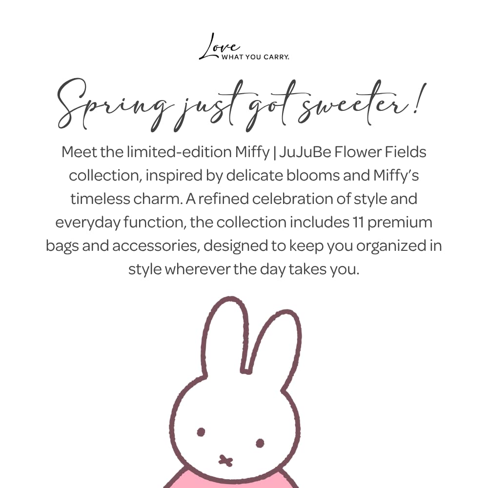 JuJuBe Miffy Flower Fields Travel Makeup Bag for Women, Portable Cosmetic Toiletry Bag, Zipper Makeup Organizer Pouch for Skincare, Brushes & Accessories - thewildfolk JuJuBe Miffy Flower Fields Travel Makeup Bag for Women, Portable Cosmetic Toiletry Bag, Zipper Makeup Organizer Pouch for Skincare, Brushes & Accessories