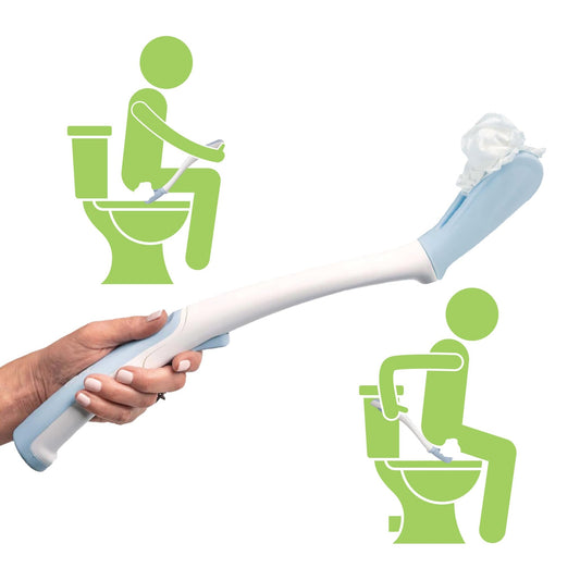 Juvo Toilet Aid - Personal Bottom Wiping Tool, Bathroom Mobility Aid for Disabled, Elderly, and Surgery Recovery - 18" long wand with hygienic cover - thewildfolk Juvo Toilet Aid - Personal Bottom Wiping Tool, Bathroom Mobility Aid for Disabled, Elderly, and Surgery Recovery - 18" long wand with hygienic cover