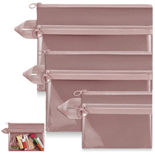 Kacctyen 3 Pack Clear Makeup Bag Set for Women, Pouch with Zipper Cosmetic Pouches Waterproof PVC Toiletry Bag Travel Purse Organizer Insert Double-layer Pocket for Small Items Storage(Pink) - thewildfolk Kacctyen 3 Pack Clear Makeup Bag Set for Women, Pouch with Zipper Cosmetic Pouches Waterproof PVC Toiletry Bag Travel Purse Organizer Insert Double-layer Pocket for Small Items Storage(Pink)