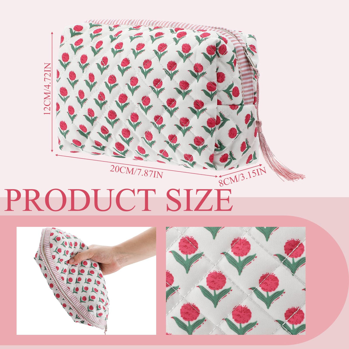 Kacctyen 6 Pcs Block Print Makeup Bags Cotton Quilted Blue Toiletry Makeup Bag with Tassel Flower Pouch Emergency Travel Toiletry Bridesmaid Engagement Bridal Shower Gift for Women (Blue Ditsy) - thewildfolk Kacctyen 6 Pcs Block Print Makeup Bags Cotton Quilted Blue Toiletry Makeup Bag with Tassel Flower Pouch Emergency Travel Toiletry Bridesmaid Engagement Bridal Shower Gift for Women (Blue Ditsy)