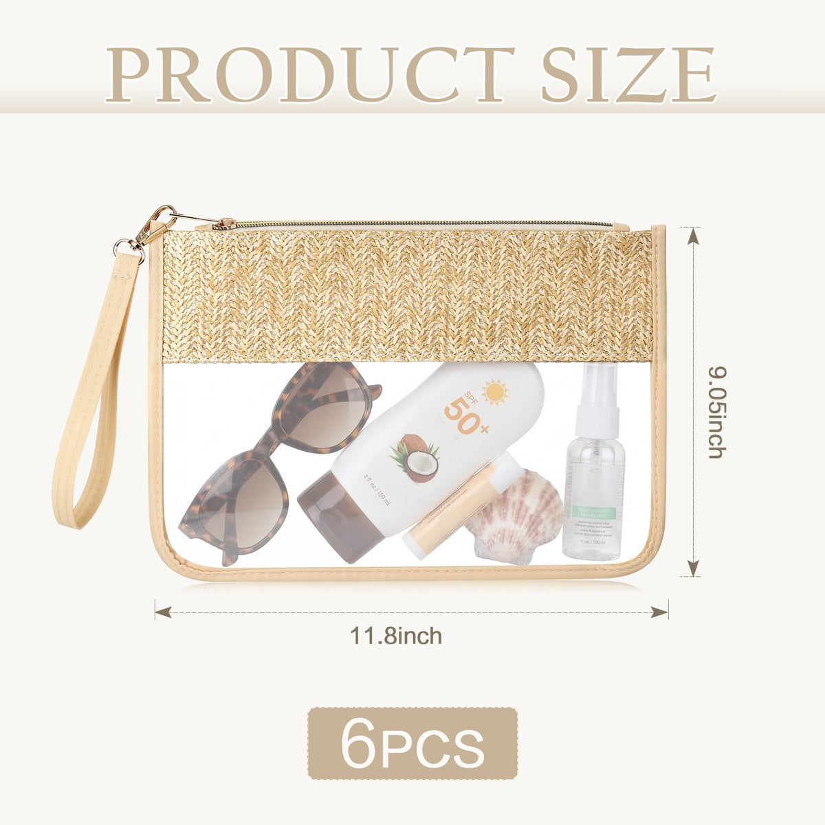 Kajaia 6 Pcs Boho Clear Cosmetic Bags Flat Zipper Pouches for Women Small Toiletry Makeup Bag Waterproof Cosmetic Pouch Clear Zipper Pouches Portable Organizer Makeup Pouch for Travel(Boho Beige) - thewildfolk Kajaia 6 Pcs Boho Clear Cosmetic Bags Flat Zipper Pouches for Women Small Toiletry Makeup Bag Waterproof Cosmetic Pouch Clear Zipper Pouches Portable Organizer Makeup Pouch for Travel(Boho Beige)