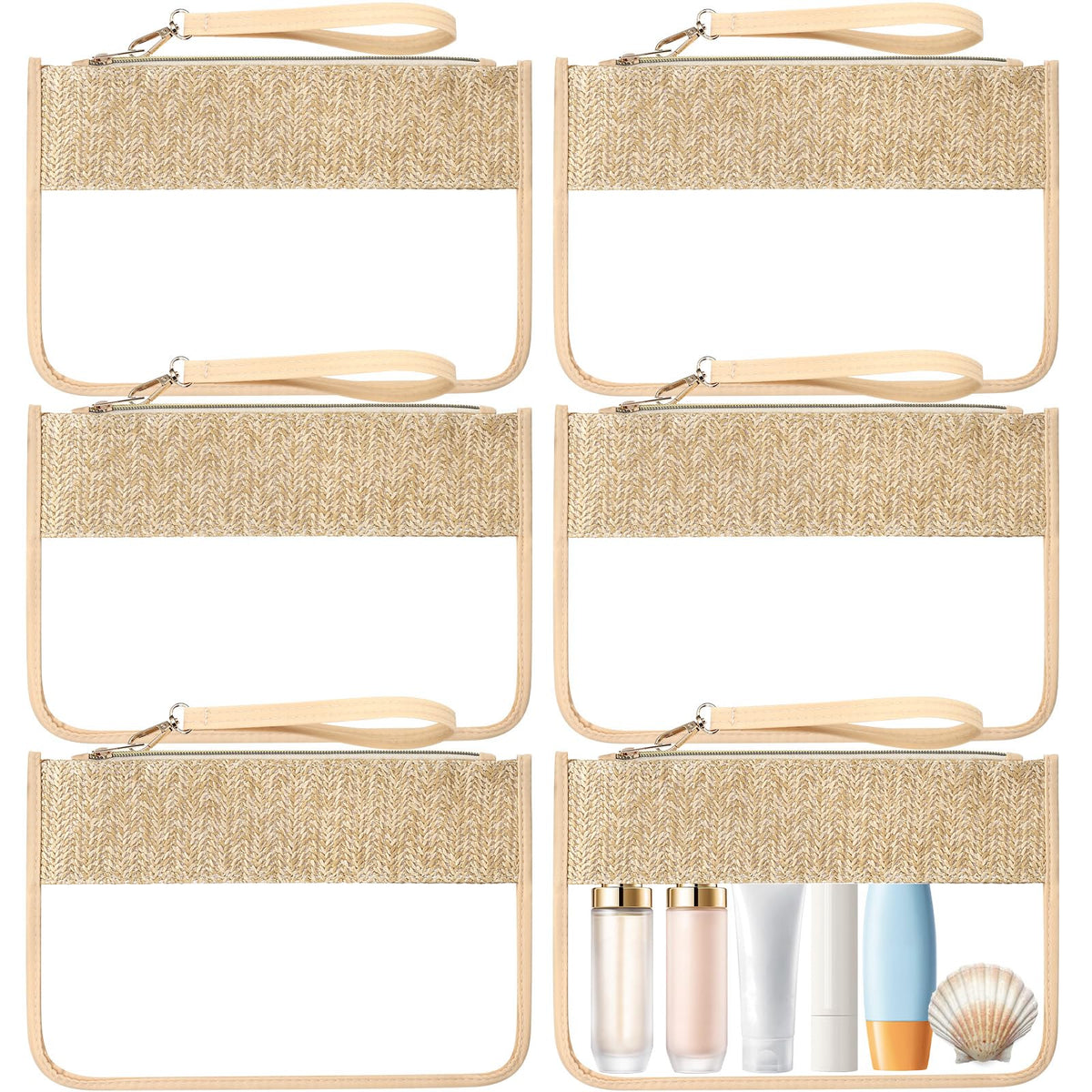 Kajaia 6 Pcs Boho Clear Cosmetic Bags Flat Zipper Pouches for Women Small Toiletry Makeup Bag Waterproof Cosmetic Pouch Clear Zipper Pouches Portable Organizer Makeup Pouch for Travel(Boho Beige) - thewildfolk Kajaia 6 Pcs Boho Clear Cosmetic Bags Flat Zipper Pouches for Women Small Toiletry Makeup Bag Waterproof Cosmetic Pouch Clear Zipper Pouches Portable Organizer Makeup Pouch for Travel(Boho Beige)