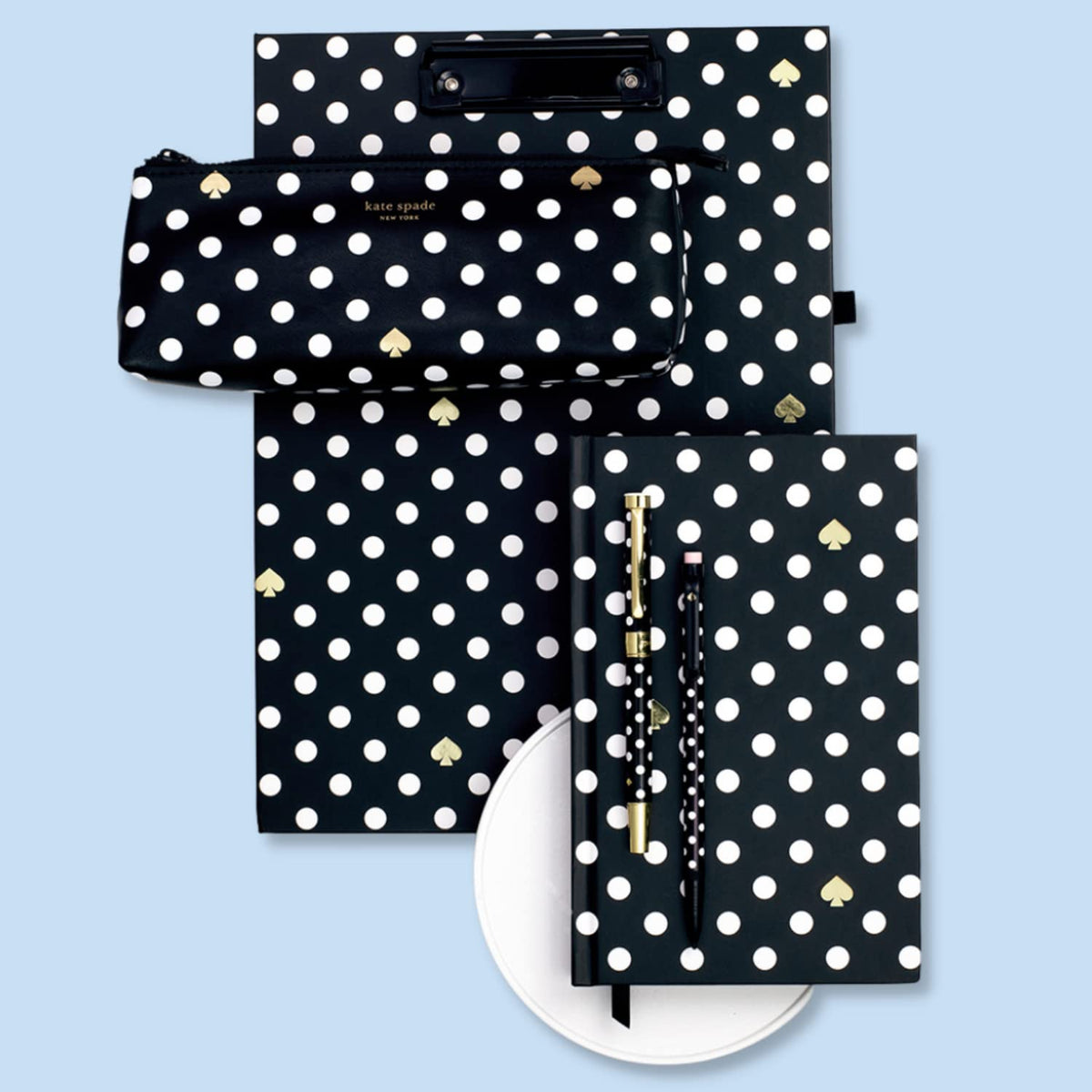 kate spade new york Pen and Pencil Case with Office Supplies, Zip Pouch Includes 2 Pencils, Sharpener, Eraser, and Ruler, Polka Dots (black/white) - thewildfolk kate spade new york Pen and Pencil Case with Office Supplies, Zip Pouch Includes 2 Pencils, Sharpener, Eraser, and Ruler, Polka Dots (black/white)