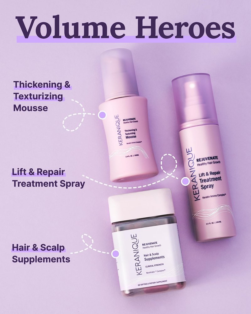 Keranique Hair Thickening Spray for Instant Volume, Texture & Lift for Fine Hair - Heat Damage Protectant With Keratin 6.8 oz - thewildfolk Keranique Hair Thickening Spray for Instant Volume, Texture & Lift for Fine Hair - Heat Damage Protectant With Keratin 6.8 oz
