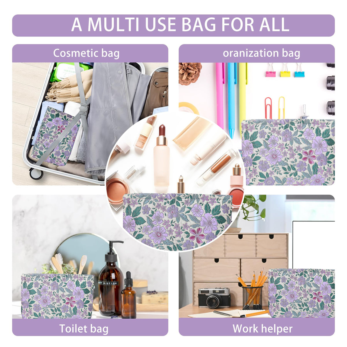 KeYaMee Make Up Bag Cosmetic Bags for Travel Women Floral Organizer Pouch - thewildfolk KeYaMee Make Up Bag Cosmetic Bags for Travel Women Floral Organizer Pouch