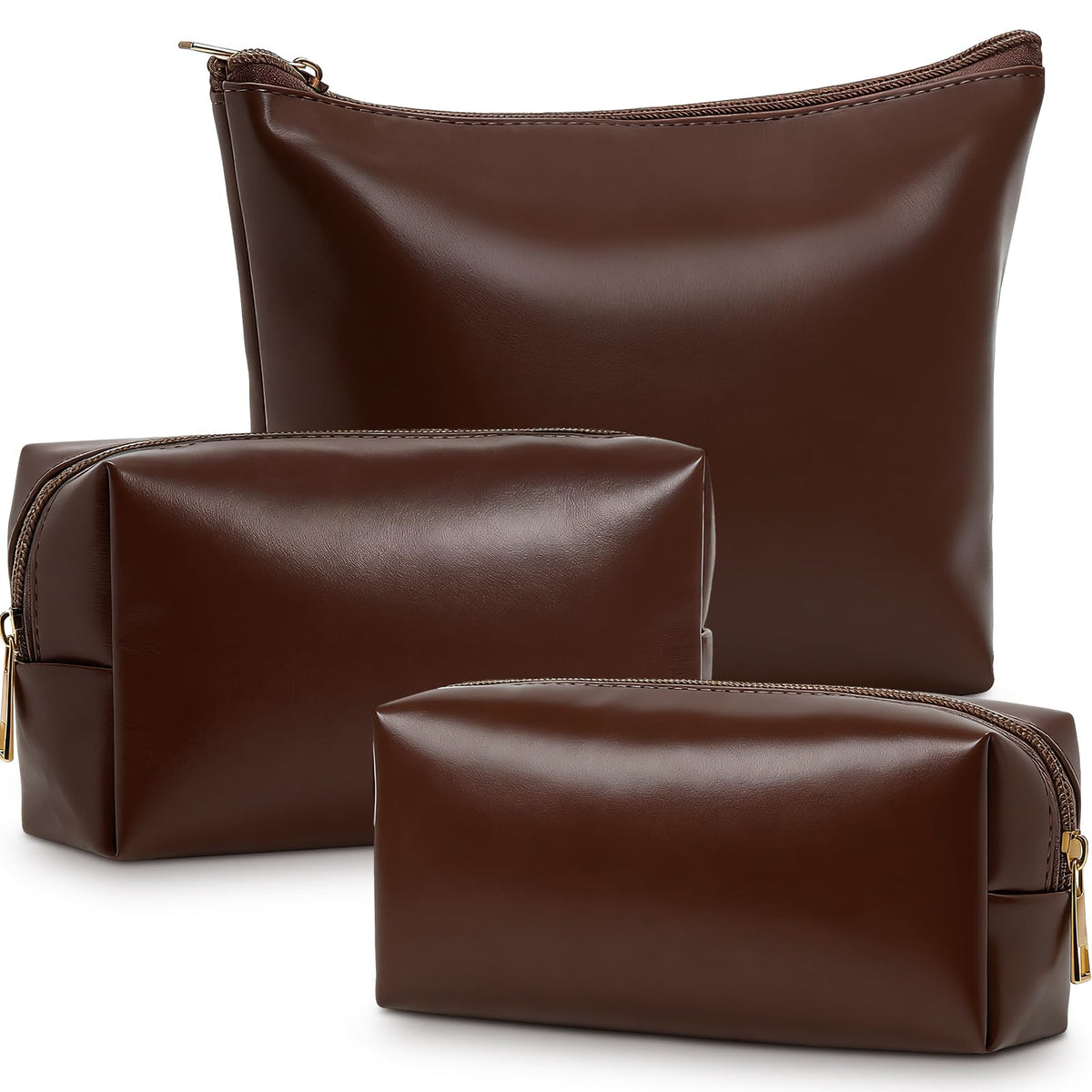 Kigeli 3 Piece Leather Makeup Bag Set Graduation Women Gifts PU Leather Makeup Toiletry Bag Bridesmaid Cosmetic Pouch Small Aesthetic Travel Purse for Wedding Birthday Women Gifts(Coffee) - thewildfolk Kigeli 3 Piece Leather Makeup Bag Set Graduation Women Gifts PU Leather Makeup Toiletry Bag Bridesmaid Cosmetic Pouch Small Aesthetic Travel Purse for Wedding Birthday Women Gifts(Coffee)