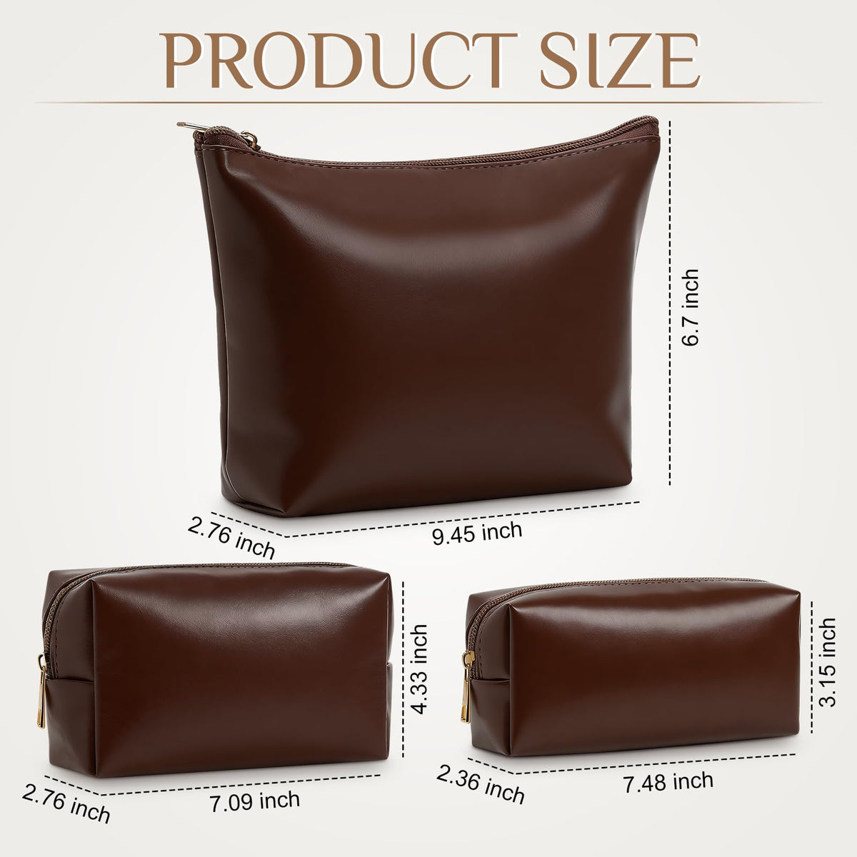 Kigeli 3 Piece Leather Makeup Bag Set Graduation Women Gifts PU Leather Makeup Toiletry Bag Bridesmaid Cosmetic Pouch Small Aesthetic Travel Purse for Wedding Birthday Women Gifts(Coffee) - thewildfolk Kigeli 3 Piece Leather Makeup Bag Set Graduation Women Gifts PU Leather Makeup Toiletry Bag Bridesmaid Cosmetic Pouch Small Aesthetic Travel Purse for Wedding Birthday Women Gifts(Coffee)
