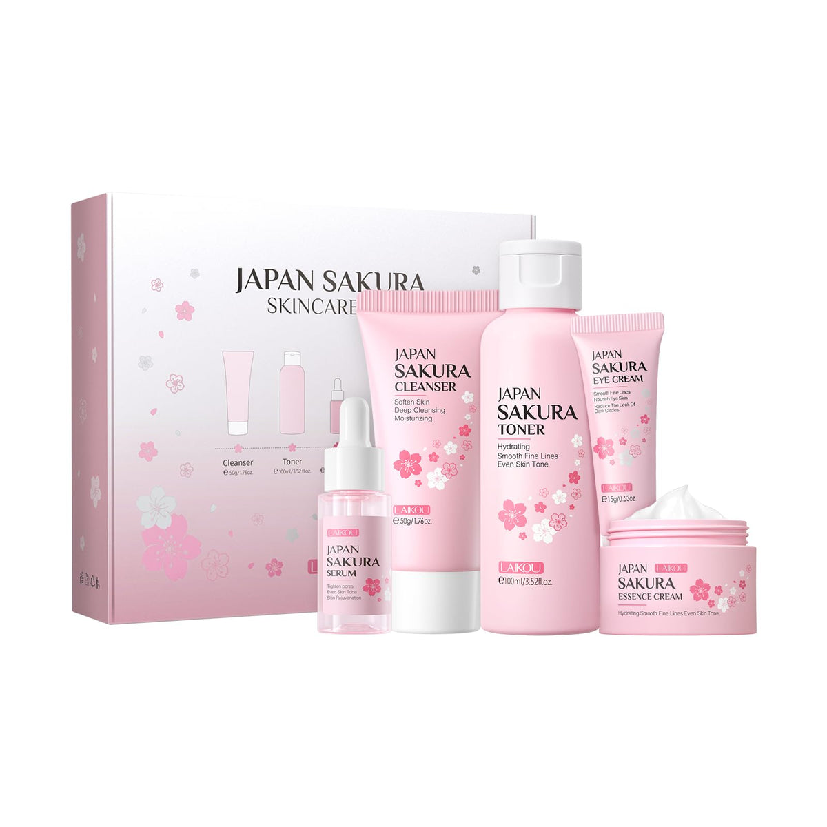 LAIKOU Skin Care Set JAPAN SAKURA Women Beauty Gift Sets Skin Care Kit 5pcs - thewildfolk LAIKOU Skin Care Set JAPAN SAKURA Women Beauty Gift Sets Skin Care Kit 5pcs