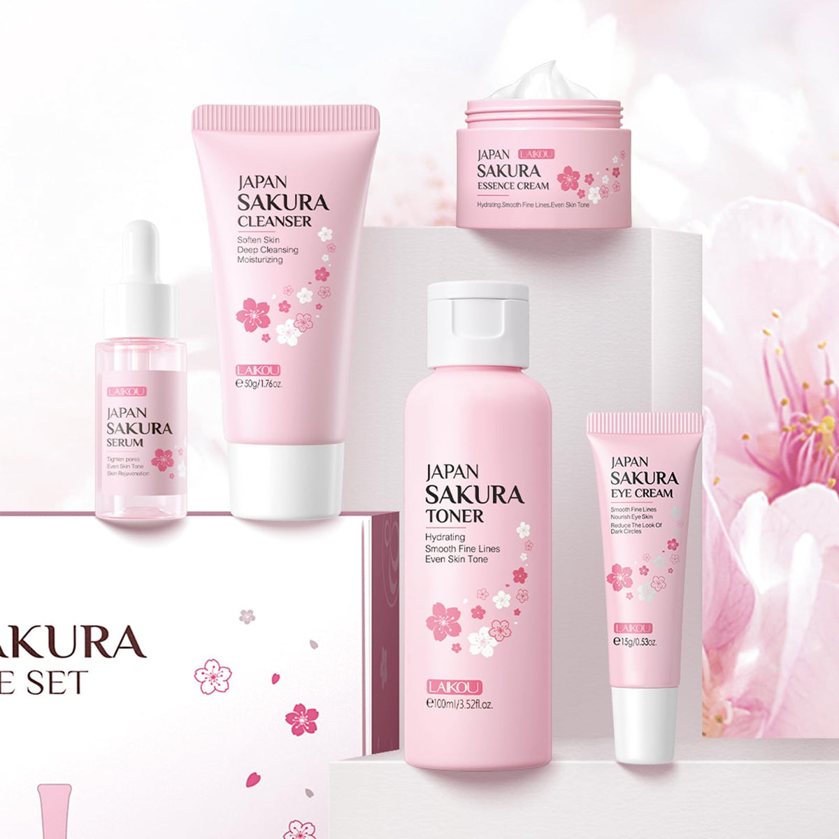 LAIKOU Skin Care Set JAPAN SAKURA Women Beauty Gift Sets Skin Care Kit 5pcs - thewildfolk LAIKOU Skin Care Set JAPAN SAKURA Women Beauty Gift Sets Skin Care Kit 5pcs