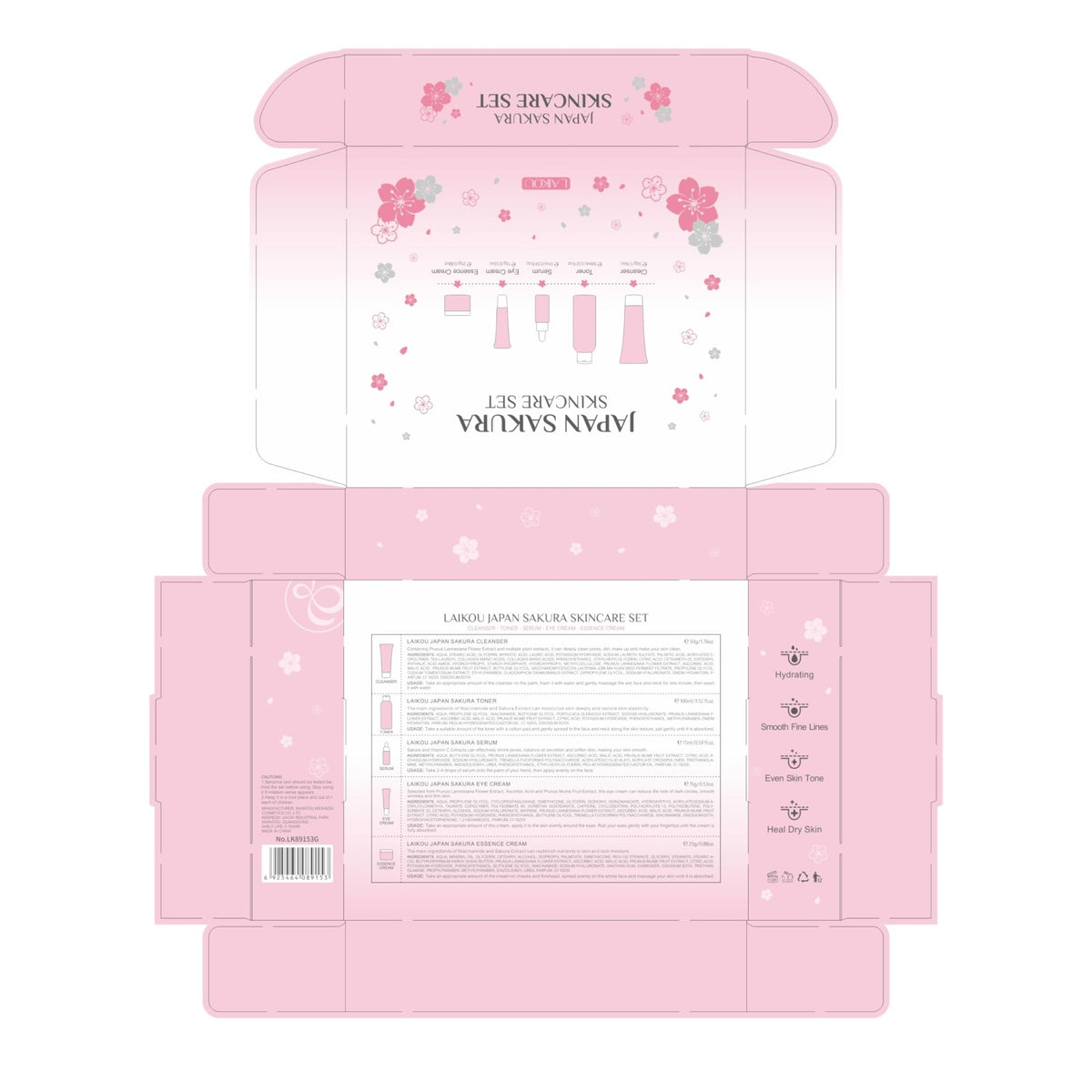LAIKOU Skin Care Set JAPAN SAKURA Women Beauty Gift Sets Skin Care Kit 5pcs - thewildfolk LAIKOU Skin Care Set JAPAN SAKURA Women Beauty Gift Sets Skin Care Kit 5pcs