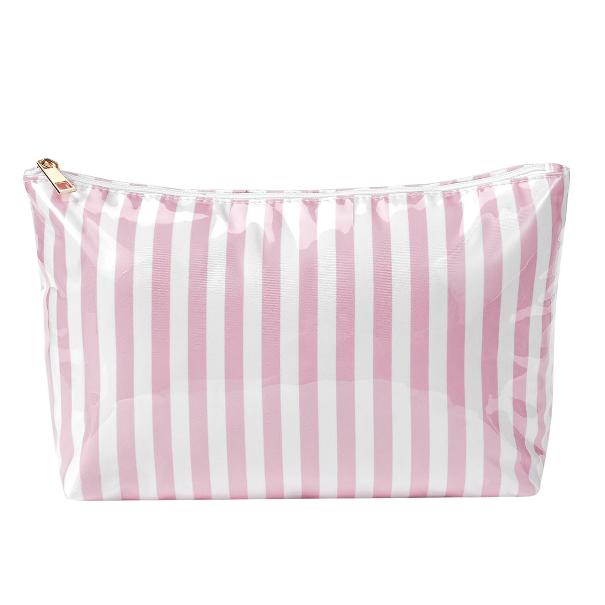 Lestikave Large PVC Waterproof Striped Makeup Bag(04Pink Stripe) - thewildfolk Lestikave Large PVC Waterproof Striped Makeup Bag(04Pink Stripe)