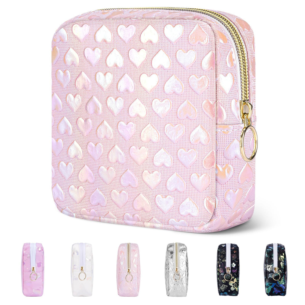 Likesing 5.1" Mini Makeup Bag for Purse, Leather Small Makeup Pouch Travel Cosmetic Make up Bags for Women Girls, Cute Preppy Mini Toiletry Bag Coin Pouch Period Bag(3D Love Pink) - thewildfolk Likesing 5.1" Mini Makeup Bag for Purse, Leather Small Makeup Pouch Travel Cosmetic Make up Bags for Women Girls, Cute Preppy Mini Toiletry Bag Coin Pouch Period Bag(3D Love Pink)