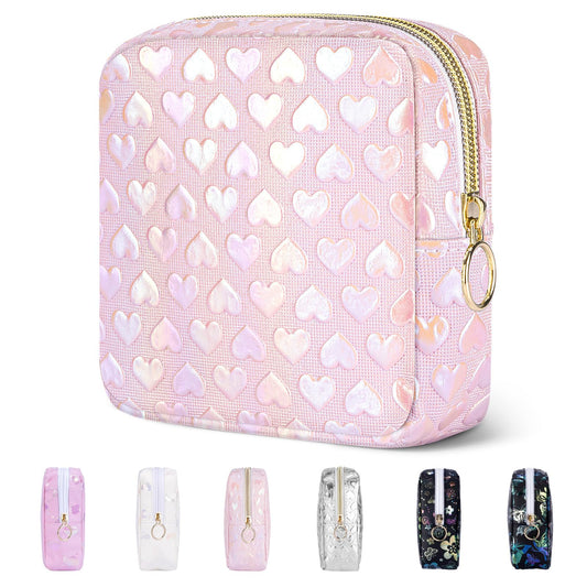 Likesing 5.1" Mini Makeup Bag for Purse, Leather Small Makeup Pouch Travel Cosmetic Make up Bags for Women Girls, Cute Preppy Mini Toiletry Bag Coin Pouch Period Bag(3D Love Pink) - thewildfolk Likesing 5.1" Mini Makeup Bag for Purse, Leather Small Makeup Pouch Travel Cosmetic Make up Bags for Women Girls, Cute Preppy Mini Toiletry Bag Coin Pouch Period Bag(3D Love Pink)