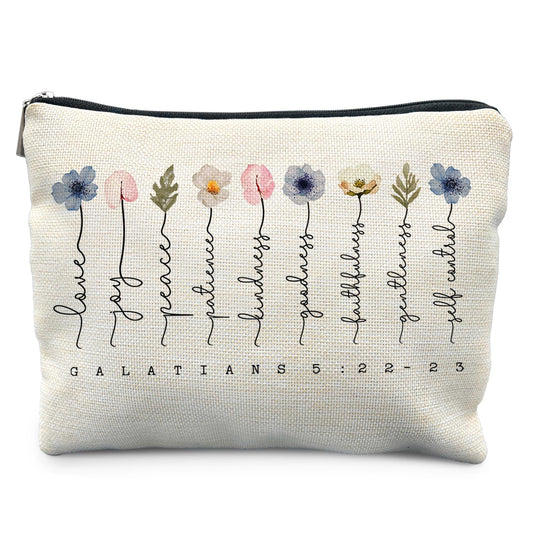 Likjad Christian Gifts Makeup Bag, Floral Christian Cosmetic Bags for Women, Galatians 5:22-23 Bible Verse Makeup Pouch, Faith Based Gifts Zipper Pouch - thewildfolk Likjad Christian Gifts Makeup Bag, Floral Christian Cosmetic Bags for Women, Galatians 5:22-23 Bible Verse Makeup Pouch, Faith Based Gifts Zipper Pouch