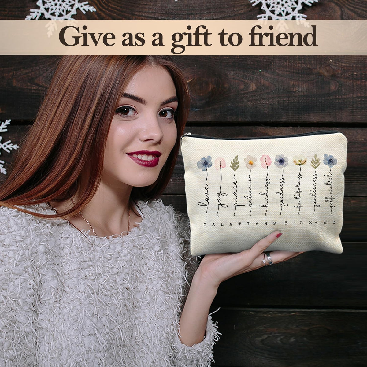 Likjad Christian Gifts Makeup Bag, Floral Christian Cosmetic Bags for Women, Galatians 5:22-23 Bible Verse Makeup Pouch, Faith Based Gifts Zipper Pouch - thewildfolk Likjad Christian Gifts Makeup Bag, Floral Christian Cosmetic Bags for Women, Galatians 5:22-23 Bible Verse Makeup Pouch, Faith Based Gifts Zipper Pouch