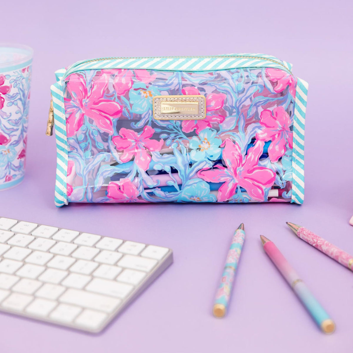 Lilly Pulitzer Vinyl Pouch, Beachside Haven - thewildfolk Lilly Pulitzer Vinyl Pouch, Beachside Haven