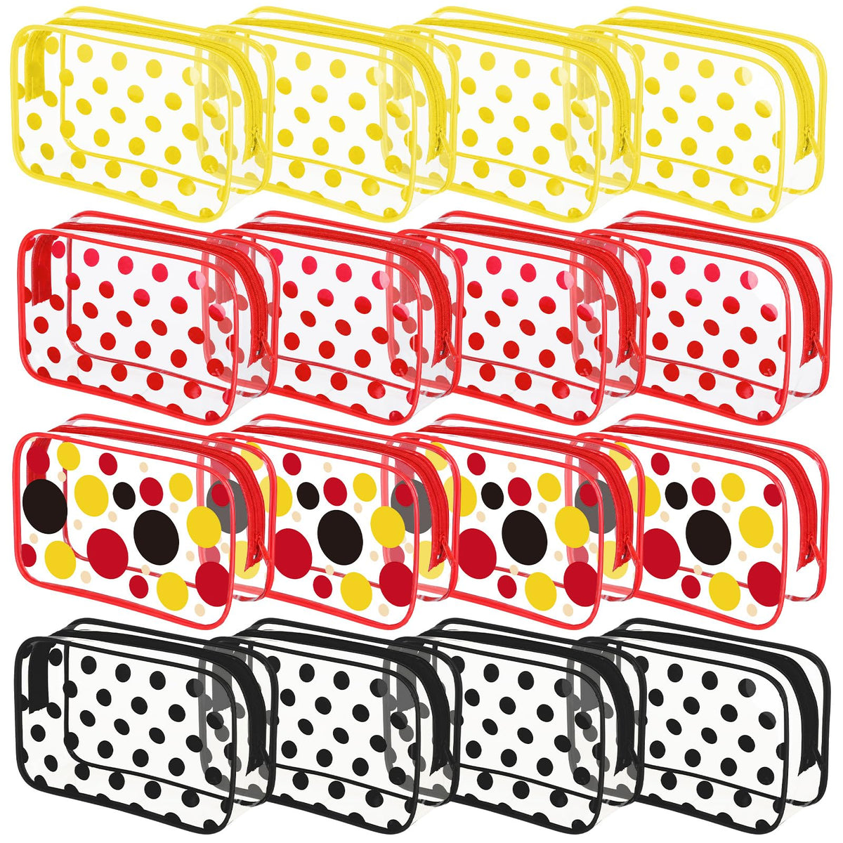 Locmeo 12 Pcs Cartoon Mouse Makeup Bag Bulk Red Yellow White Black Polka Dots Cosmetic Bag PVC Clear Toiletry Zipper Pouch for Women Female Graduation Birthday Party Gifts Decorations Supplies - thewildfolk Locmeo 12 Pcs Cartoon Mouse Makeup Bag Bulk Red Yellow White Black Polka Dots Cosmetic Bag PVC Clear Toiletry Zipper Pouch for Women Female Graduation Birthday Party Gifts Decorations Supplies