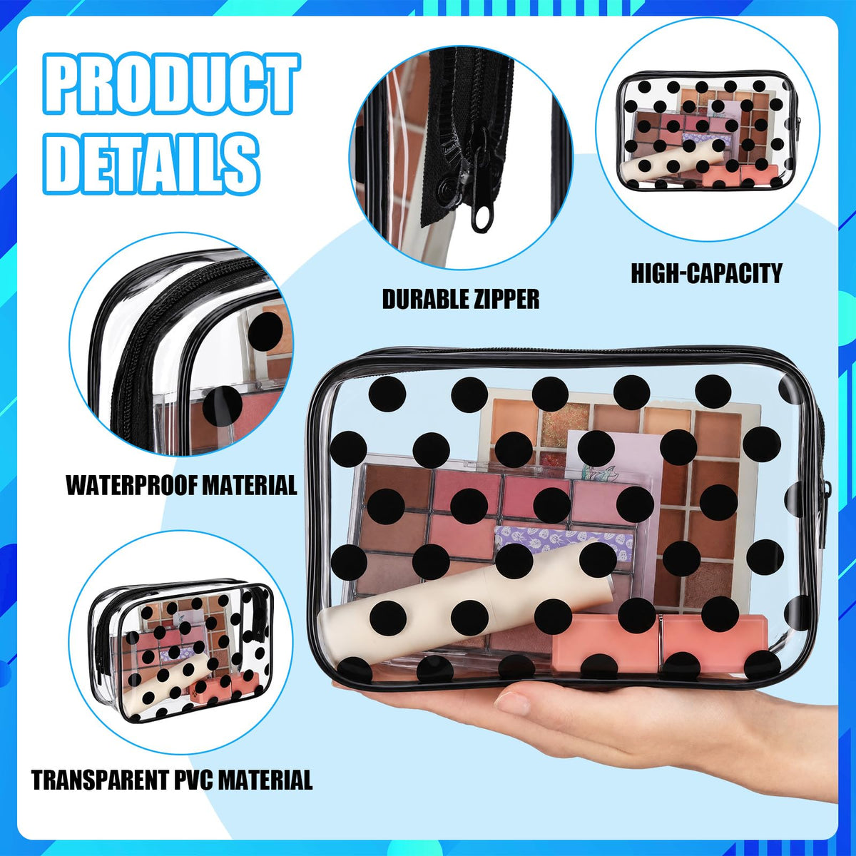 Locmeo 12 Pcs Cartoon Mouse Makeup Bag Bulk Red Yellow White Black Polka Dots Cosmetic Bag PVC Clear Toiletry Zipper Pouch for Women Female Graduation Birthday Party Gifts Decorations Supplies - thewildfolk Locmeo 12 Pcs Cartoon Mouse Makeup Bag Bulk Red Yellow White Black Polka Dots Cosmetic Bag PVC Clear Toiletry Zipper Pouch for Women Female Graduation Birthday Party Gifts Decorations Supplies