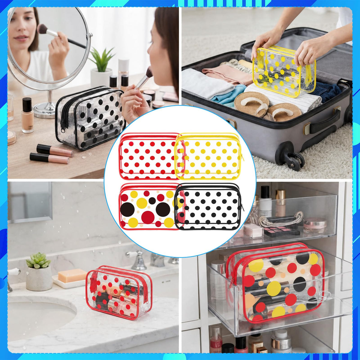 Locmeo 12 Pcs Cartoon Mouse Makeup Bag Bulk Red Yellow White Black Polka Dots Cosmetic Bag PVC Clear Toiletry Zipper Pouch for Women Female Graduation Birthday Party Gifts Decorations Supplies - thewildfolk Locmeo 12 Pcs Cartoon Mouse Makeup Bag Bulk Red Yellow White Black Polka Dots Cosmetic Bag PVC Clear Toiletry Zipper Pouch for Women Female Graduation Birthday Party Gifts Decorations Supplies