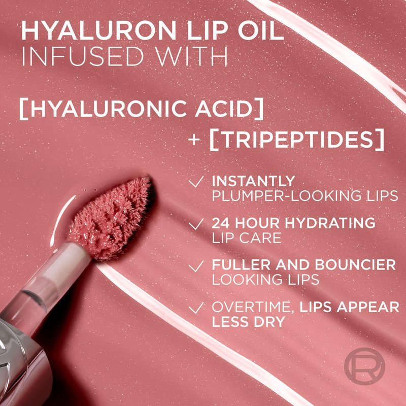 L'Oreal Paris Plump Ambition Hyaluron Lip Oil, 24 HR Lip Gloss with Hyaluronic Acid, Volumizing Formula with Glass-Like Shine, Wine O'clock 485, 0.16 Fl Oz - thewildfolk L'Oreal Paris Plump Ambition Hyaluron Lip Oil, 24 HR Lip Gloss with Hyaluronic Acid, Volumizing Formula with Glass-Like Shine, Wine O'clock 485, 0.16 Fl Oz