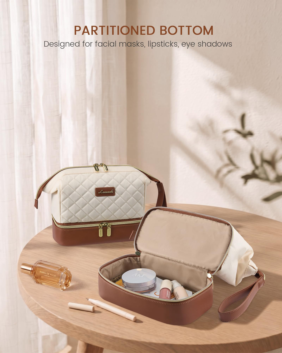 LOVEVOOK Travel Makeup Bag, Portable Double Layer Cosmetic Bag For Women - thewildfolk LOVEVOOK Travel Makeup Bag, Portable Double Layer Cosmetic Bag For Women