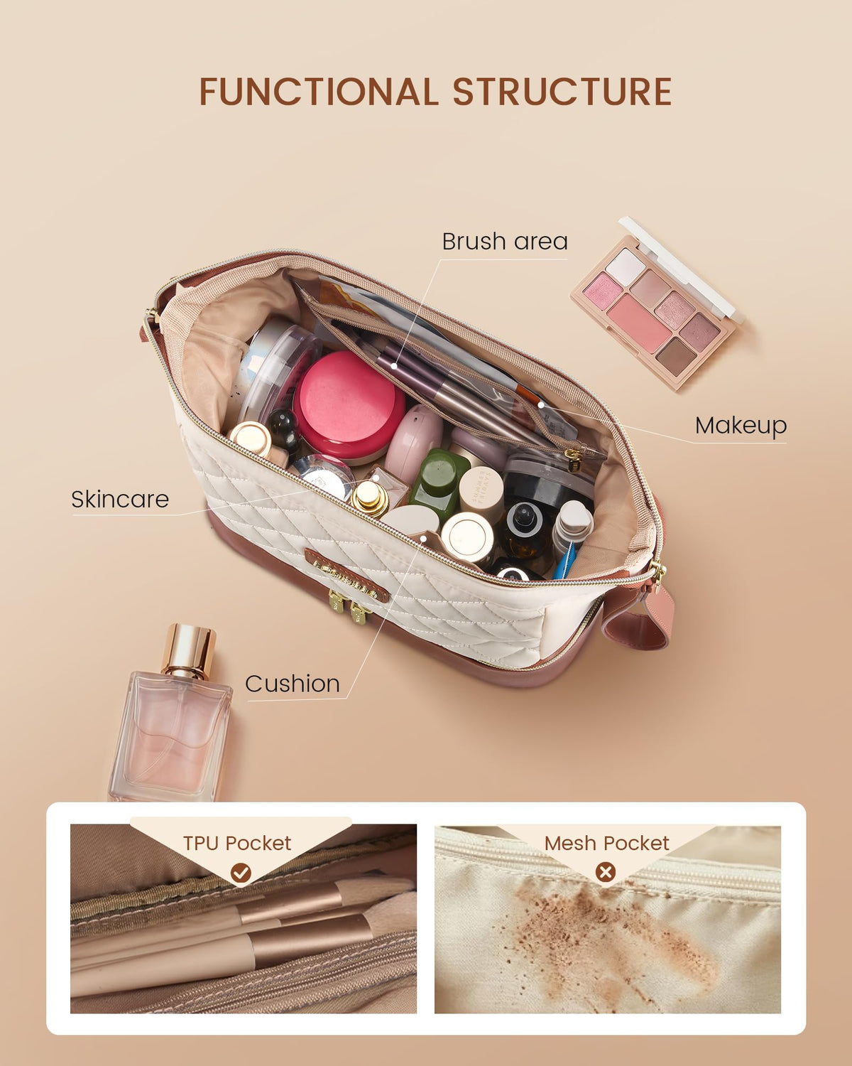 LOVEVOOK Travel Makeup Bag, Portable Double Layer Cosmetic Bag For Women - thewildfolk LOVEVOOK Travel Makeup Bag, Portable Double Layer Cosmetic Bag For Women