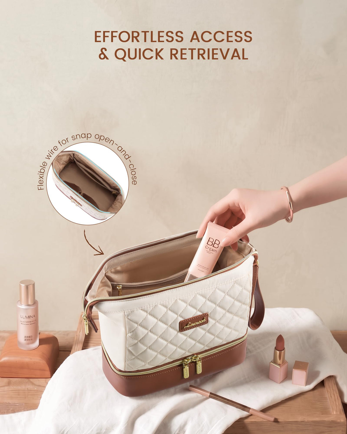 LOVEVOOK Travel Makeup Bag, Portable Double Layer Cosmetic Bag For Women - thewildfolk LOVEVOOK Travel Makeup Bag, Portable Double Layer Cosmetic Bag For Women