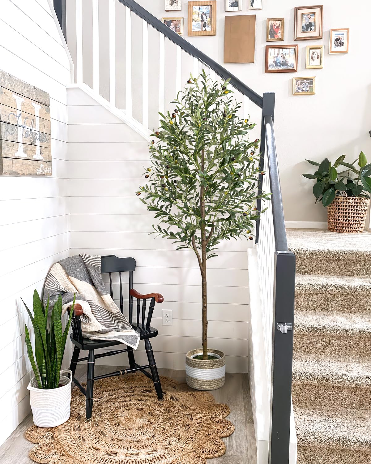 LuceAlberi 6FT Artificial Olive Tree Indoor Tall Faux with Planter&Basket - thewildfolk LuceAlberi 6FT Artificial Olive Tree Indoor Tall Faux with Planter&Basket