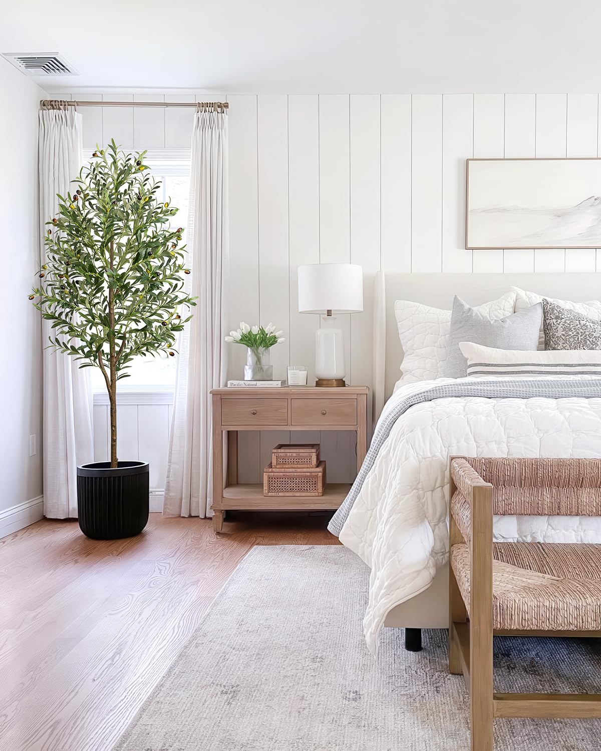 LuceAlberi 6FT Artificial Olive Tree Indoor Tall Faux with Planter&Basket - thewildfolk LuceAlberi 6FT Artificial Olive Tree Indoor Tall Faux with Planter&Basket