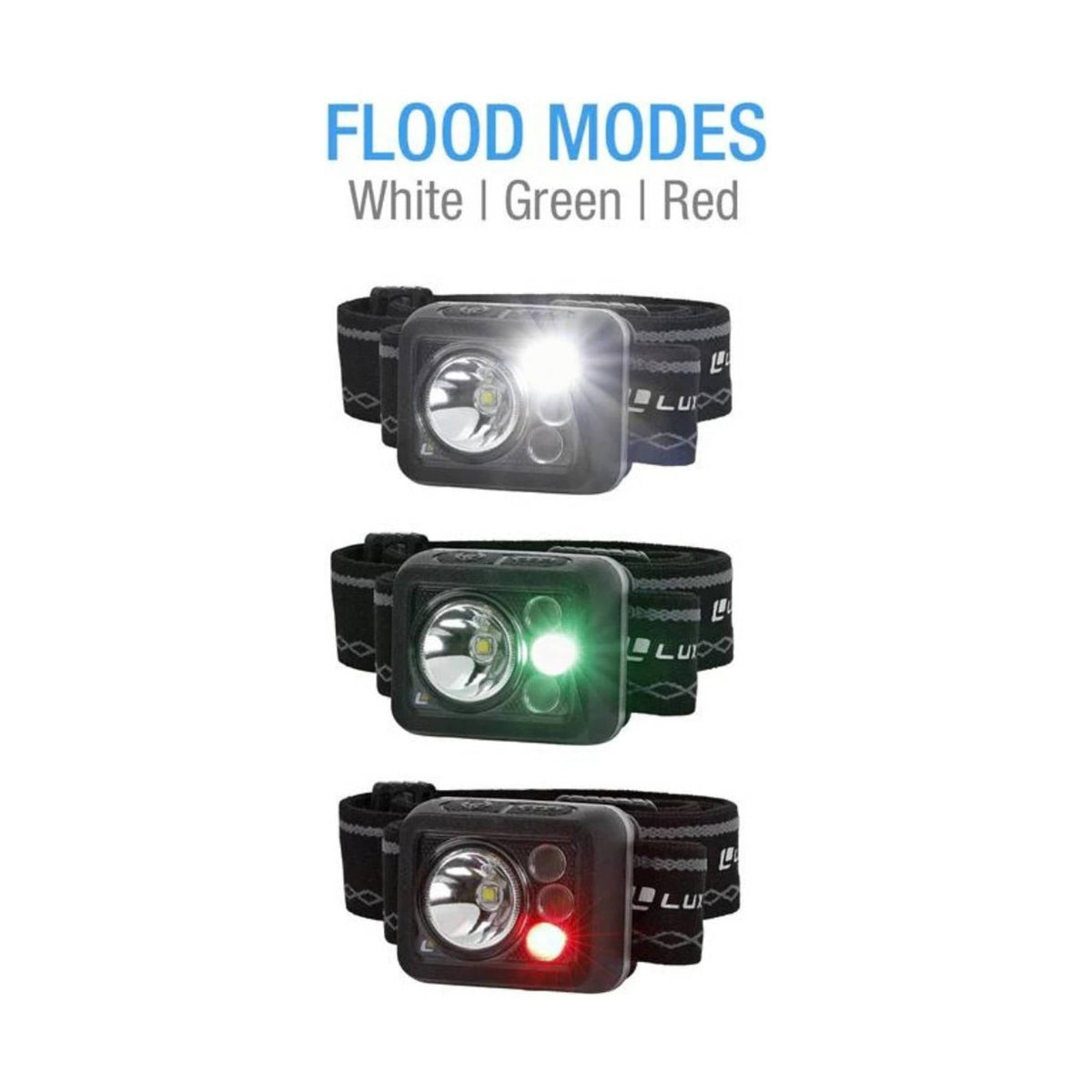 Luxpro LP738 Waterproof Multi-Color Ultralight LED Rechargeable Headlamp