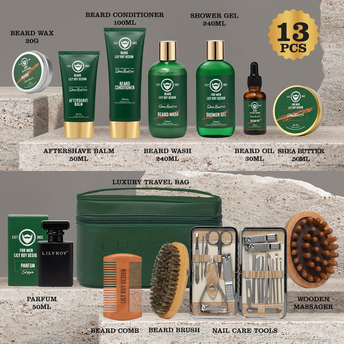 Luxurious 32Pcs Bath & Beard Gifts for Father's Day, Spa Kit for Men & Dad - thewildfolk Luxurious 32Pcs Bath & Beard Gifts for Father's Day, Spa Kit for Men & Dad