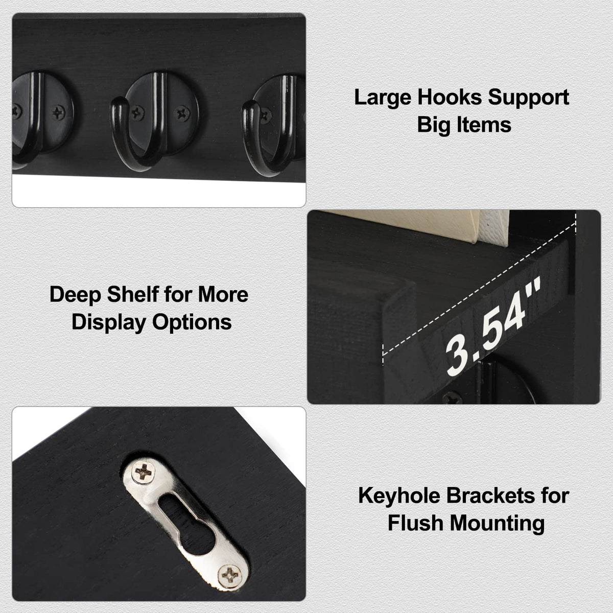 Lwenki Key Holder for Wall, Decorative Key and Mail Holder with Shelf Has Large Hooks for Bags, Coats, Umbrella – Paulownia Wood Key Hanger with Mounting Hardware (9.8”W x 6.7”H x 4.2”D) - thewildfolk Lwenki Key Holder for Wall, Decorative Key and Mail Holder with Shelf Has Large Hooks for Bags, Coats, Umbrella – Paulownia Wood Key Hanger with Mounting Hardware (9.8”W x 6.7”H x 4.2”D)