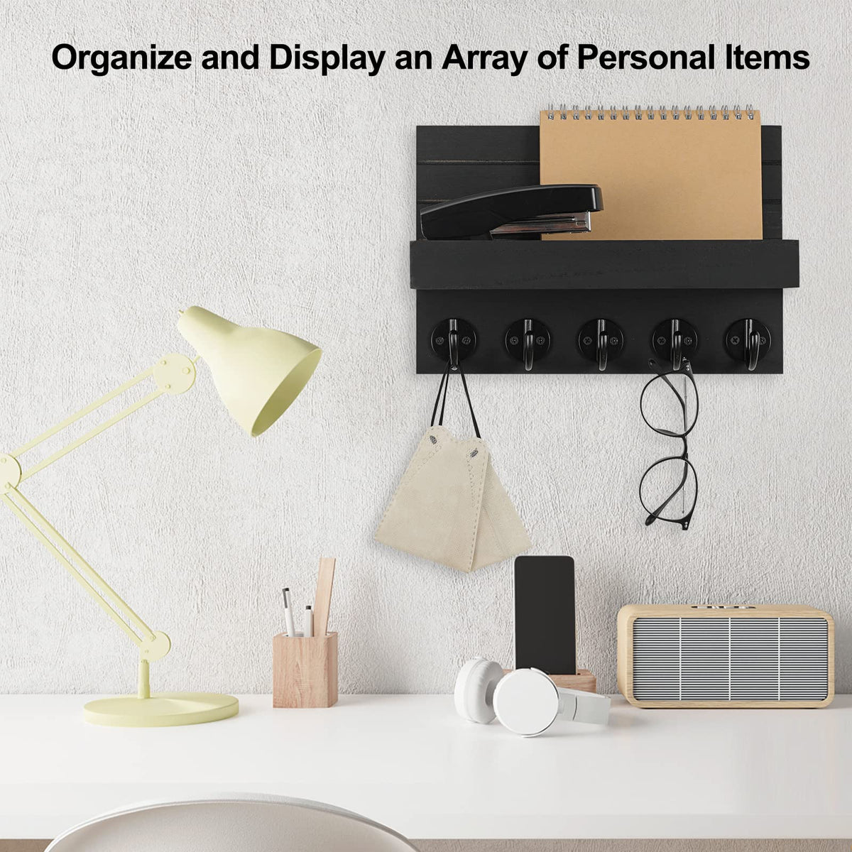 Lwenki Key Holder for Wall, Decorative Key and Mail Holder with Shelf Has Large Hooks for Bags, Coats, Umbrella – Paulownia Wood Key Hanger with Mounting Hardware (9.8”W x 6.7”H x 4.2”D) - thewildfolk Lwenki Key Holder for Wall, Decorative Key and Mail Holder with Shelf Has Large Hooks for Bags, Coats, Umbrella – Paulownia Wood Key Hanger with Mounting Hardware (9.8”W x 6.7”H x 4.2”D)
