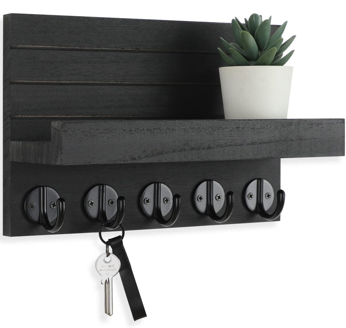 Lwenki Key Holder for Wall, Decorative Key and Mail Holder with Shelf Has Large Hooks for Bags, Coats, Umbrella – Paulownia Wood Key Hanger with Mounting Hardware (9.8”W x 6.7”H x 4.2”D) - thewildfolk Lwenki Key Holder for Wall, Decorative Key and Mail Holder with Shelf Has Large Hooks for Bags, Coats, Umbrella – Paulownia Wood Key Hanger with Mounting Hardware (9.8”W x 6.7”H x 4.2”D)