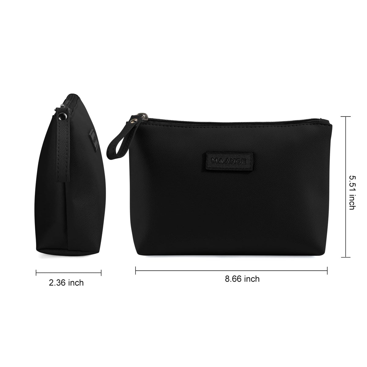 MAANGE Cosmetic Bags for Women Small Makeup Bag for Purse Pu Leather Makeup Pouch Travel Makeup Bag with Zipper Make Up Bag for Travelling (Black) - thewildfolk MAANGE Cosmetic Bags for Women Small Makeup Bag for Purse Pu Leather Makeup Pouch Travel Makeup Bag with Zipper Make Up Bag for Travelling (Black)