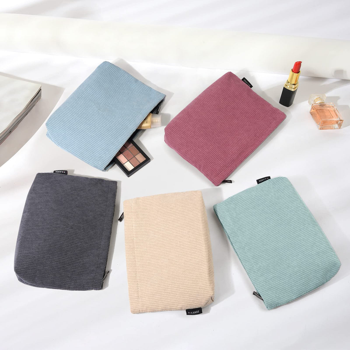 MAANGE Small Makeup Bag For Purse, Travel Cosmetic Bag Makeup Pouch Corduroy Portable Versatile Zipper Pouch For Women (GREEN) - thewildfolk MAANGE Small Makeup Bag For Purse, Travel Cosmetic Bag Makeup Pouch Corduroy Portable Versatile Zipper Pouch For Women (GREEN)