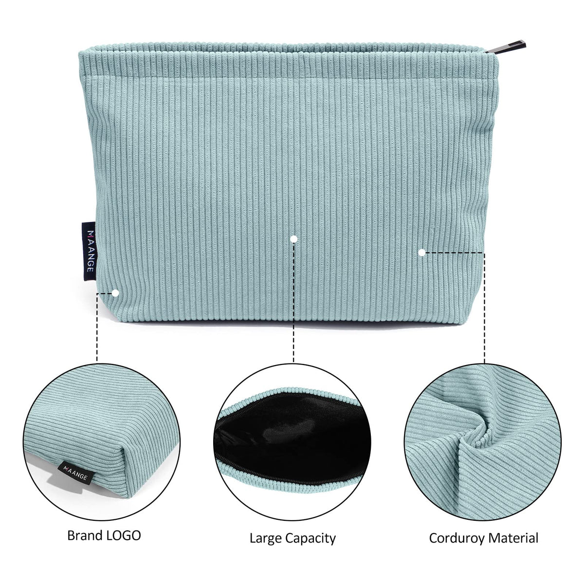 MAANGE Small Makeup Bag For Purse, Travel Cosmetic Bag Makeup Pouch Corduroy Portable Versatile Zipper Pouch For Women (GREEN) - thewildfolk MAANGE Small Makeup Bag For Purse, Travel Cosmetic Bag Makeup Pouch Corduroy Portable Versatile Zipper Pouch For Women (GREEN)
