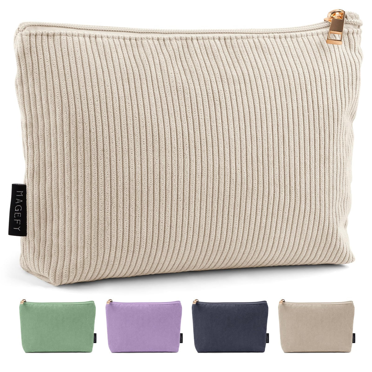 MAGEFY Small Makeup Bag for Purse Corduroy Makeup Bag with Inner Zipper Pockets Travel Cosmetic Bag for Women Preppy Stuff Aesthetic Gifts Back to School Supplies, Beige - thewildfolk MAGEFY Small Makeup Bag for Purse Corduroy Makeup Bag with Inner Zipper Pockets Travel Cosmetic Bag for Women Preppy Stuff Aesthetic Gifts Back to School Supplies, Beige