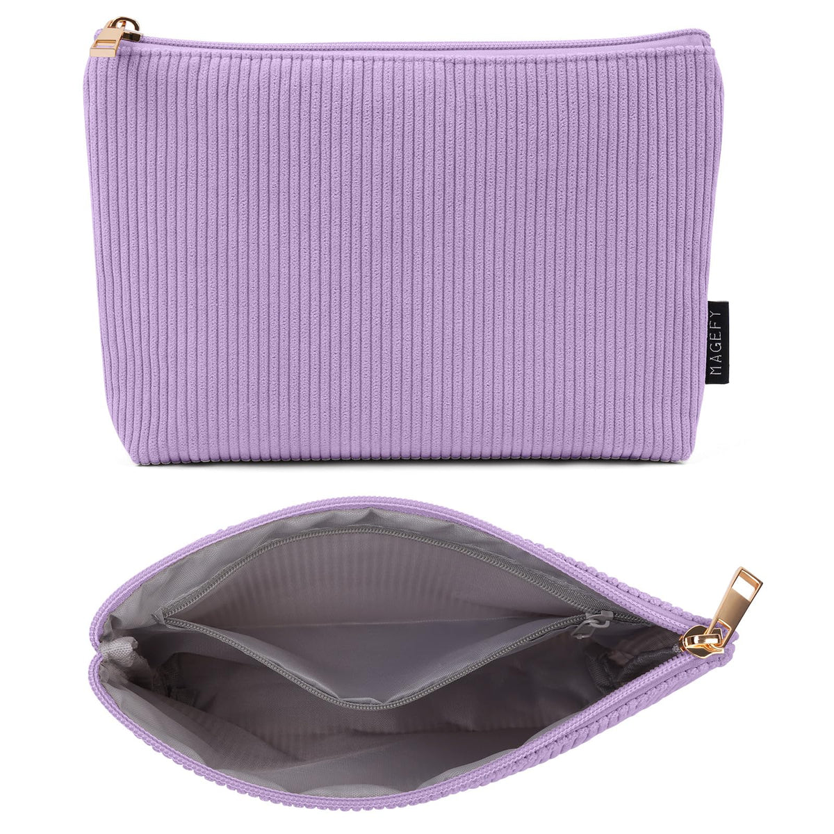 MAGEFY Small Makeup Bag for Purse Corduroy Makeup Bag with Inner Zipper Pockets Travel Cosmetic Bag for Women Preppy Stuff, Purple - thewildfolk MAGEFY Small Makeup Bag for Purse Corduroy Makeup Bag with Inner Zipper Pockets Travel Cosmetic Bag for Women Preppy Stuff, Purple