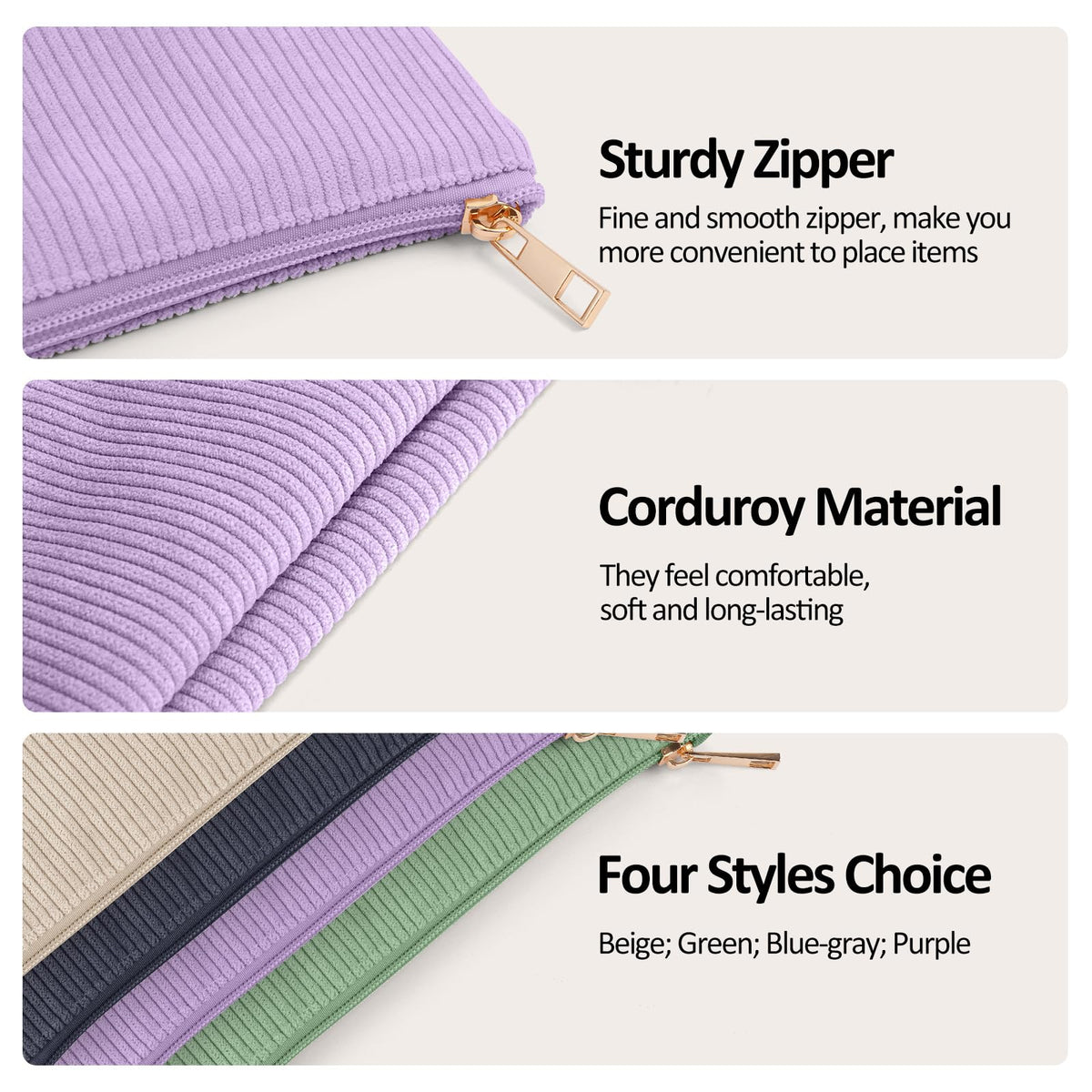 MAGEFY Small Makeup Bag for Purse Corduroy Makeup Bag with Inner Zipper Pockets Travel Cosmetic Bag for Women Preppy Stuff, Purple - thewildfolk MAGEFY Small Makeup Bag for Purse Corduroy Makeup Bag with Inner Zipper Pockets Travel Cosmetic Bag for Women Preppy Stuff, Purple