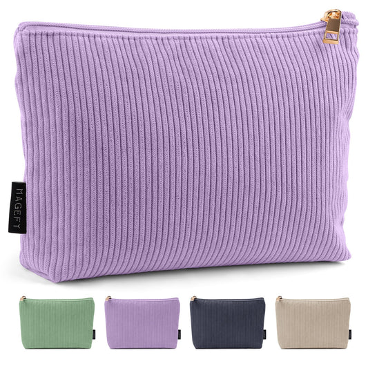 MAGEFY Small Makeup Bag for Purse Corduroy Makeup Bag with Inner Zipper Pockets Travel Cosmetic Bag for Women Preppy Stuff, Purple - thewildfolk MAGEFY Small Makeup Bag for Purse Corduroy Makeup Bag with Inner Zipper Pockets Travel Cosmetic Bag for Women Preppy Stuff, Purple