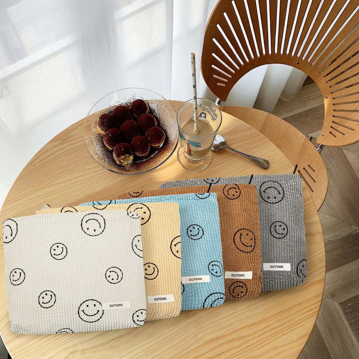 Makeup Bag For Women - Corduroy Cosmetic Bags Aesthetic Design Ladies Tote pouch Women's Pencil Case,Cute Smiley Face Makeup Organizer with Zipper (Beige) - thewildfolk Makeup Bag For Women - Corduroy Cosmetic Bags Aesthetic Design Ladies Tote pouch Women's Pencil Case,Cute Smiley Face Makeup Organizer with Zipper (Beige)